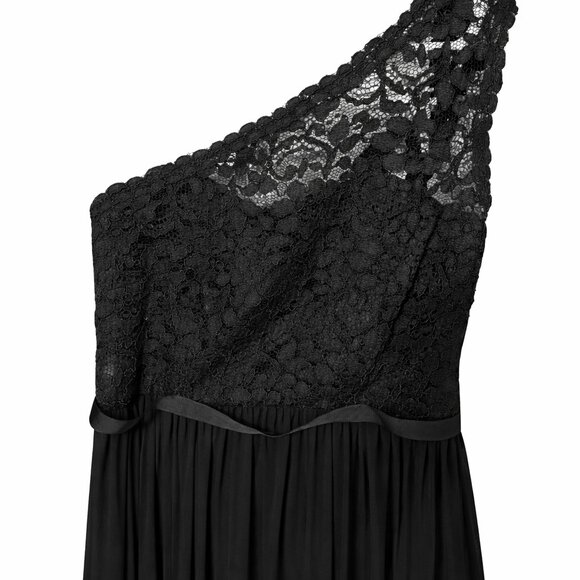 David’s Bridal One Shoulder Long Lace Dress Black Size 10 NWT - Picture 3 of 9